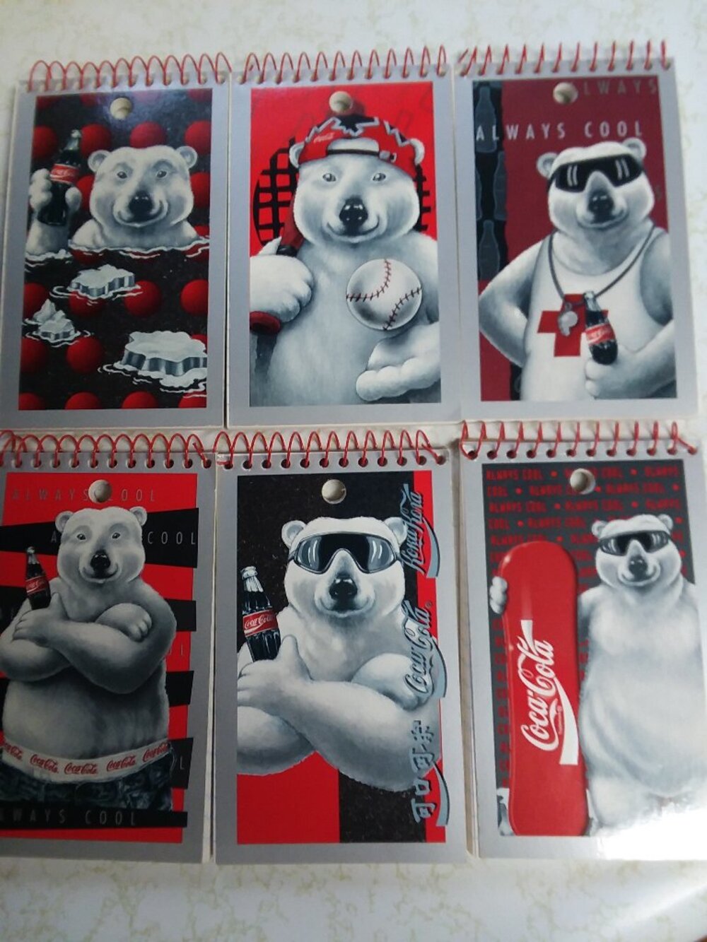 Vintage 1995 Official Coca-Cola Polar Bear Stuart Hall Pocket Spiral Notebooks